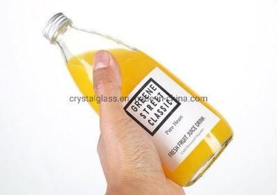 OEM Decal Glass Beverage Bottle Round Fruit Juice Bottle with Lid 300ml 500ml