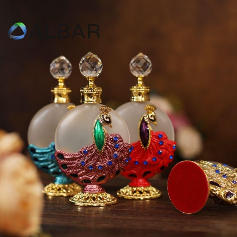 Peacock Bird Shape Attar Oud Glass Perfume Bottles for Arabian Fragrance 30ml