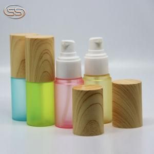 Popular Cosmetic Bottle with Wooden Lid Fresh Pet Plastic Material