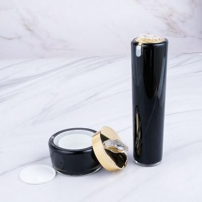 30ml 50ml 100ml Luxury Black Shiny Lotion Pump Bottle Cosmetics Packaging Containers Skin Care Bottle Set