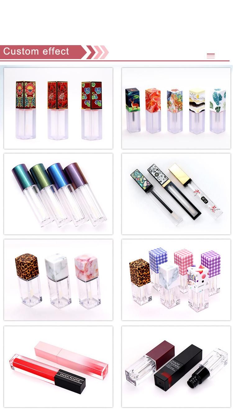 Custom Luxury Empty Cute Mini 3ml 3.5ml 4ml Lip Gloss Tube Yellow Pink Clear Transparent Lipgloss Tubes with Brush