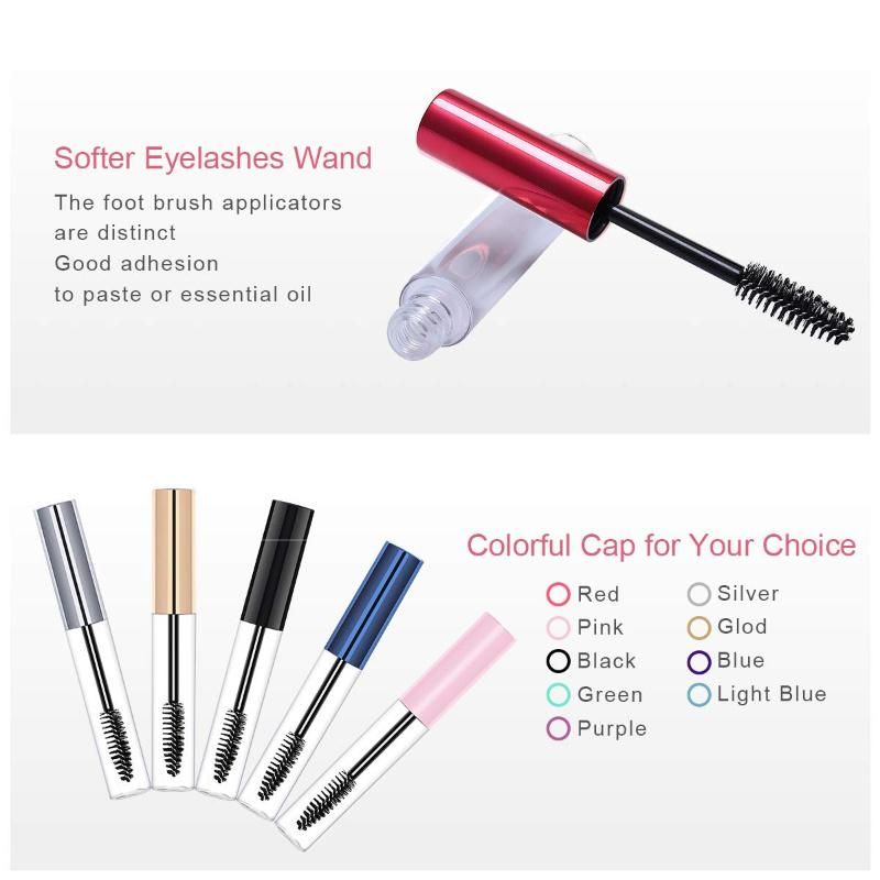 Custom Eco Friendly 10ml Clear Pink Plastic Empty Cosmetic Eyelash Mascara Wand Tube with Brush