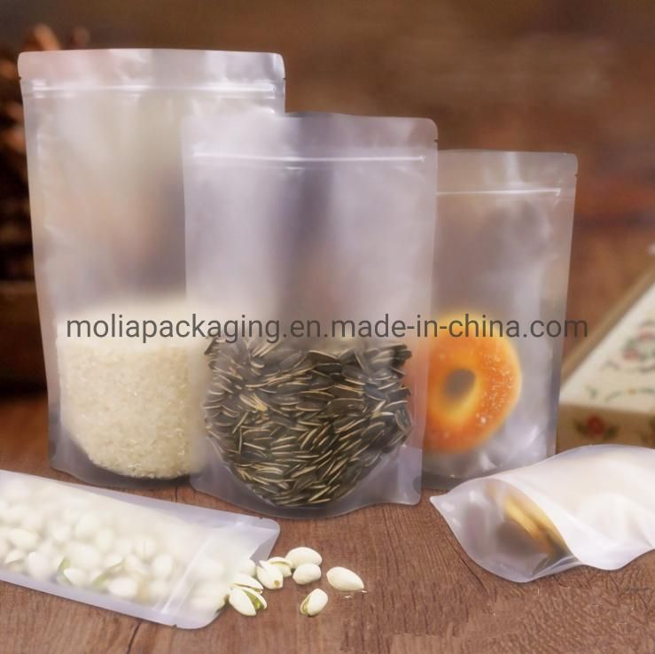 Eco-Friendly Coffee Bean Tea Pet Food Packaging Stand up Pouch 100% Compostable Biodegradable Natural PLA Milky Color Nutrition Powder Packing Bag