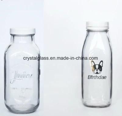 300ml 350ml 500ml Recycle Cold Press French Square Beverage Glass Bottle
