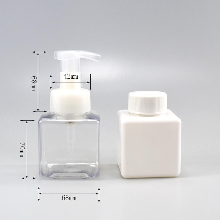 Wholesale 250ml Pet Transparent Flat Bottle Shampoo Shower Lotion Pump Square Plastic Bottle