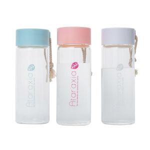 Customized Cups High Quality Glass Water Bottles with Fancy Design Printing Colorful Plastic Caps Takeaway