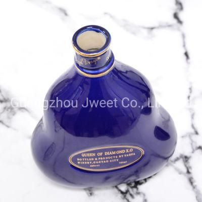 700ml Brandy Bottle Custom Golden Printing Ceramic Brandy Bottle