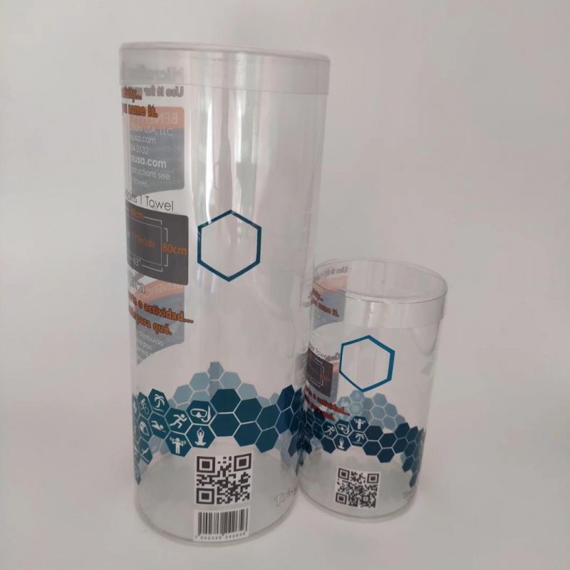 PET Plastic Custom Cylinder Packaging Box for sports towel
