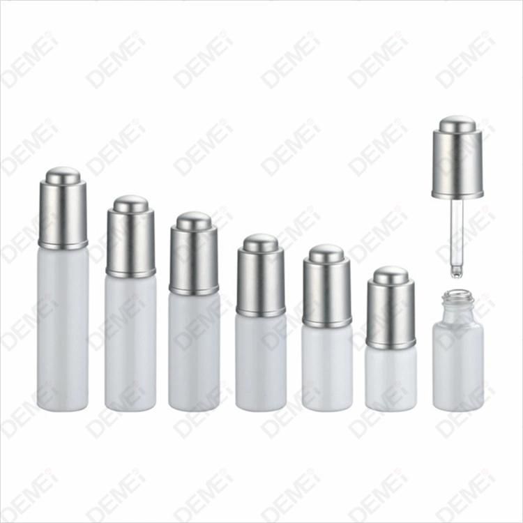 2ml-10ml Wholesale Cosmetic Packaging D16.4mm Stright Round Clear and Amber Serum Essential Oil Tube Glass Bottle with Gold Aluminum Press Button Dropper Cap