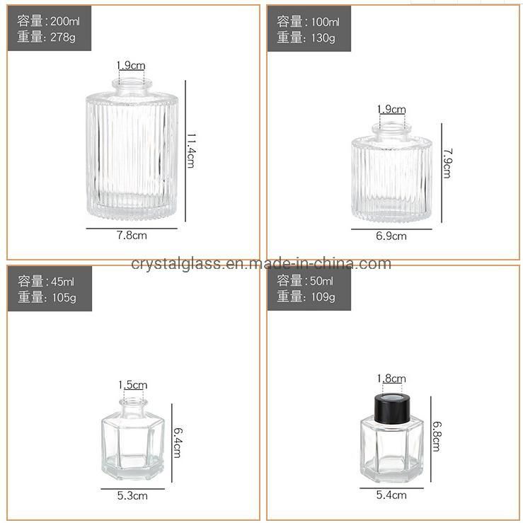 Wholesale 50ml/100ml/150ml Transparent Glass Perfume Reed Aroma Diffuser Bottle