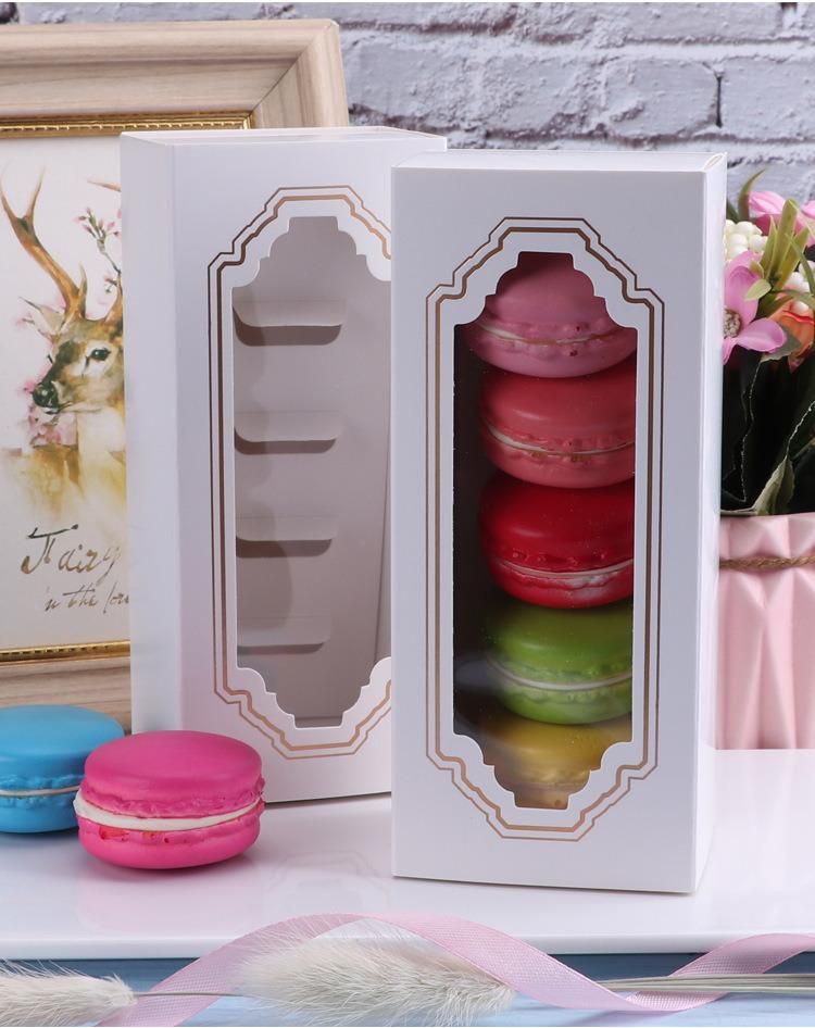 Wholesale Custom 10 Unites Macaron Container Box for Macaron Food Takeaway Packaging Paper Box