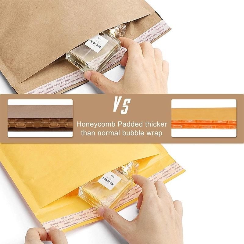 Self-Seal Recycled Cushioned Honeycomb Padded Mailer Bags Eco-Friendly Wholesale Custom Printed Kraft Paper Padded Envelopes