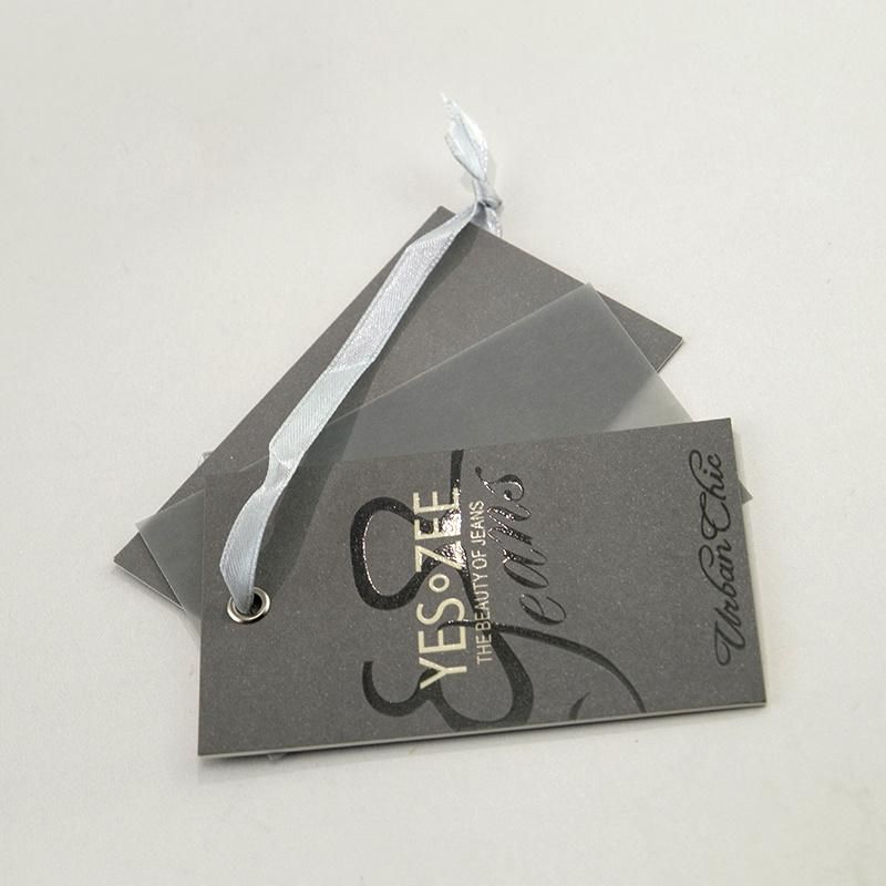 High Quality PVC Eyelet Ribbon Paper Black Custom Hang Tag