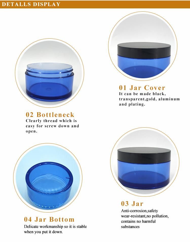Black Cap Plastic Cream Jar for Skin Care