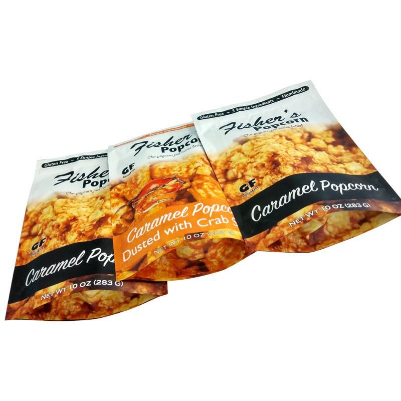 Custom Printed Popcorn Plastic Food Packaging Pouches Zip Lock Pouch