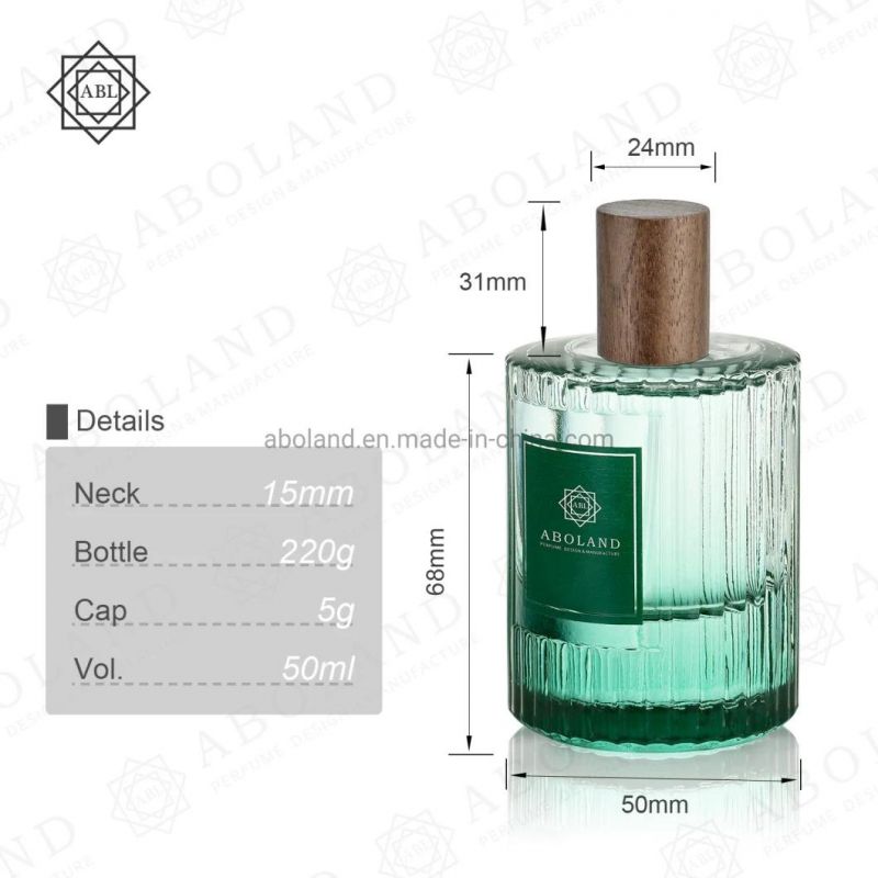 Wholesale Short Cylindrical Glass Perfume with Wooden Lid