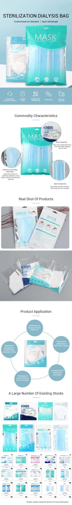 Eco Friendly Custom Made Logo Face Mask Bags Reusable Clear Face Mask Plastic Storage Packaging Bag