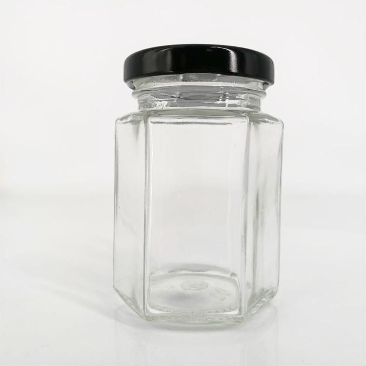 Wholesale 250ml 380ml 500ml Hexagon Food Honey Glass Jam Jars with Lids