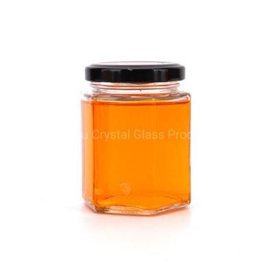 16 Oz Clear Hexagon Glass Jars with Screw Lids for Honey Foods Jams Spice Jars