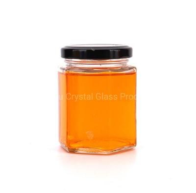 16 Oz Clear Hexagon Glass Jars with Screw Lids for Honey Foods Jams Spice Jars