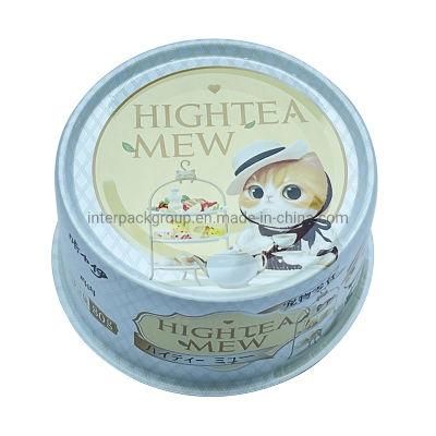 634# Empty Round 2 Pieces Can Metal Tin Box Hot Selling Cat Dog Pet Food Empty Container Tin Can
