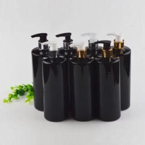 500ml Pet Plastic Black Color Cosmetic Bottle with Gold and Silver Lotion Pump Sprayer