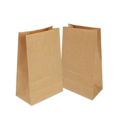 Take Away Fast Food Brown Kraft Paper Bags Flat Bottom Without Handles