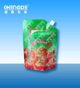 Tomato Ketchup Stand up Pouch with Spout, Food Plastic Packaging