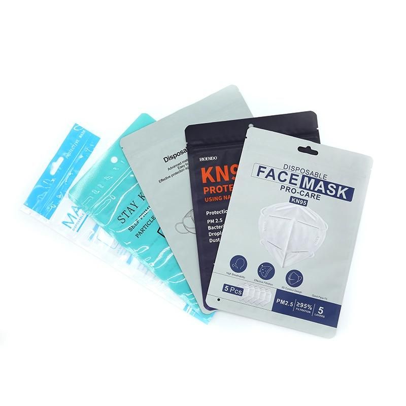 Eco Friendly Custom Made Logo Face Mask Bags Reusable Clear Face Mask Plastic Storage Packaging Bag