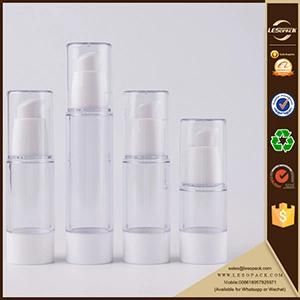 Hot Sale 15ml 30ml 50ml Clear Plastic as PP High Quality Cosmetic Airless Pump Bottle for Facial Essensial Oil