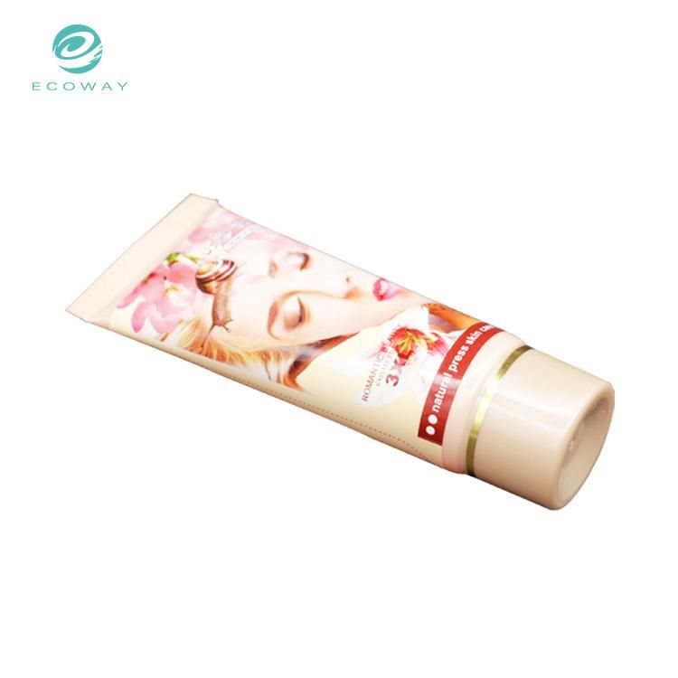 Makeup Series Yellow Offset Printing Plus Customized Label with a Ring of Bronzing Screw Cap Cosmetic Tube