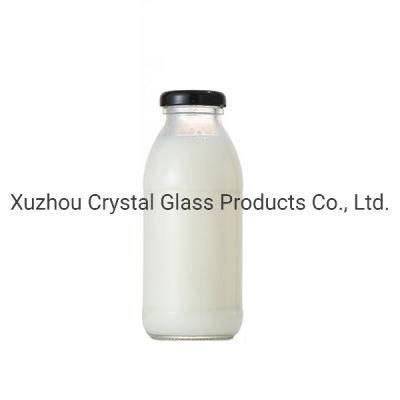 Round Types 300ml 500ml Drinking Glass Milk / Juice Bottle with Metal Lids