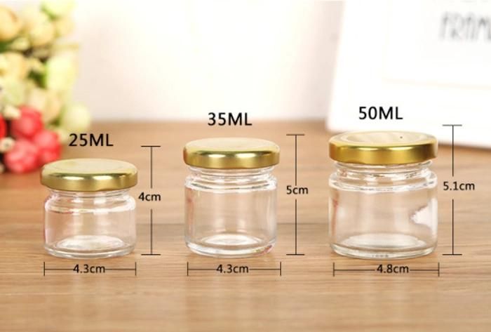 Mini Round Food Container Baby Food Package Recycled Clear Glass Spice Honey Jar