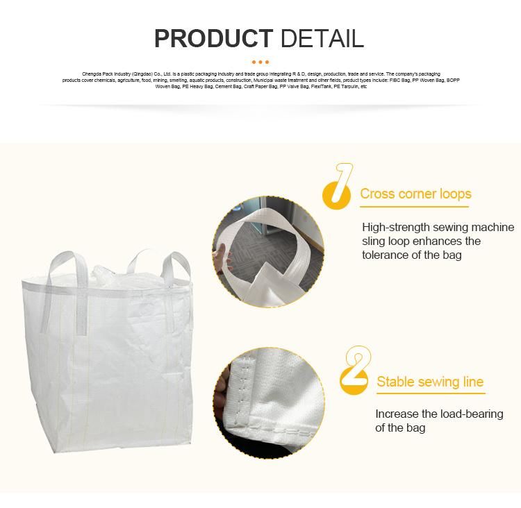 Sample Free 1500kg Baffle Big Bulk Lifting Jumbo Bag with Spout