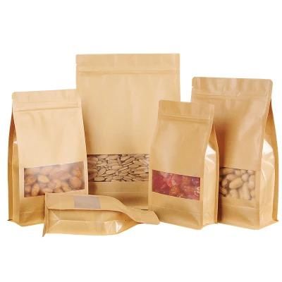 Kraft Paper Eight-Side Seal Self-Supporting Ziplock Bag Snack Food Dried Packaging Paper Bag