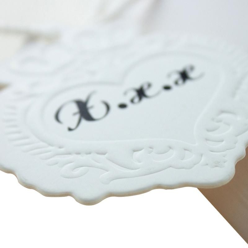 Customized Garment White Embossing Printed Die Cut Paper Hang Tag