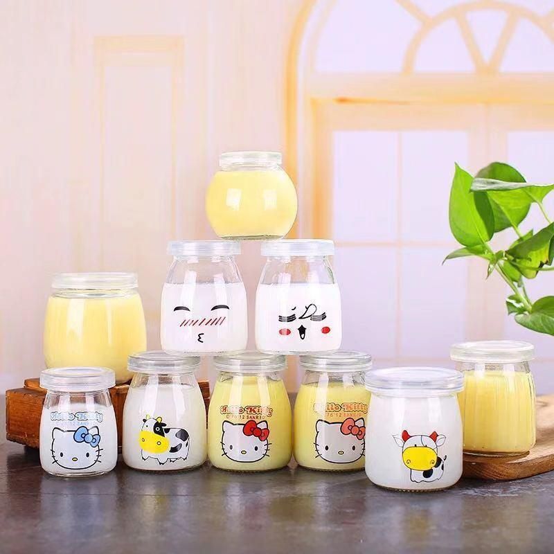 100ml 150ml 200ml Glass Pudding Jar with Plastic Lid for Pudding Yogurt Packing