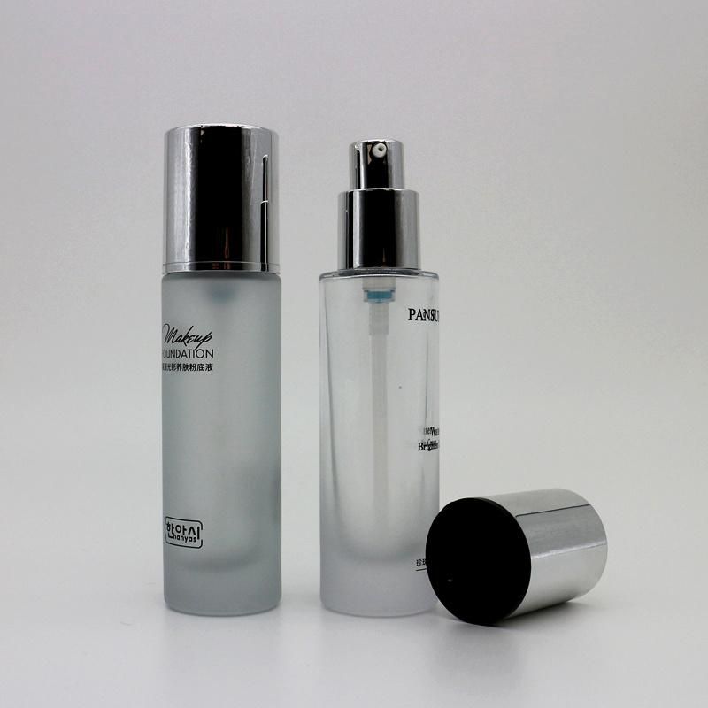 15ml Clear Glass Bottle with Pump and Over Cap for Foundation and Serum
