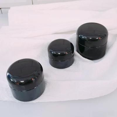Cosmetic Skin Care Packaging Jar Black Body Scrub Face Body Cream Glass Jar 20g 30g 50g with Black Plastic Lids