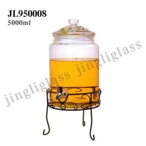 Round Shaped Dispenser Glass Jar with Tap