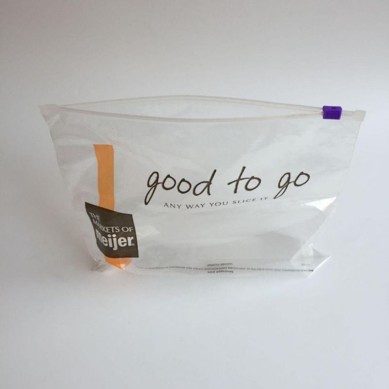 Hot Sale Custom Resealable Clear LDPE Plastic Slider Sealing Bags for Snack and Biscuit
