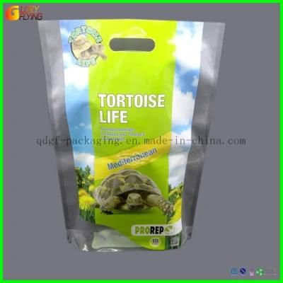 Pets Food Packaging Plastic Bag with White Hard Handle