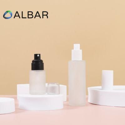 Flat Shoulder Cylinder Slim Thick Bottom Glass Bottles for Cosmetics and Skin Care
