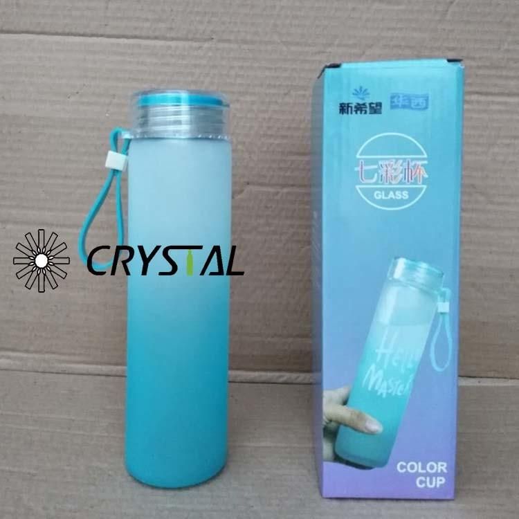 Outdoor Transparent Portable Beverage Drinking Frosted Glass Water Bottle with Filter Lid