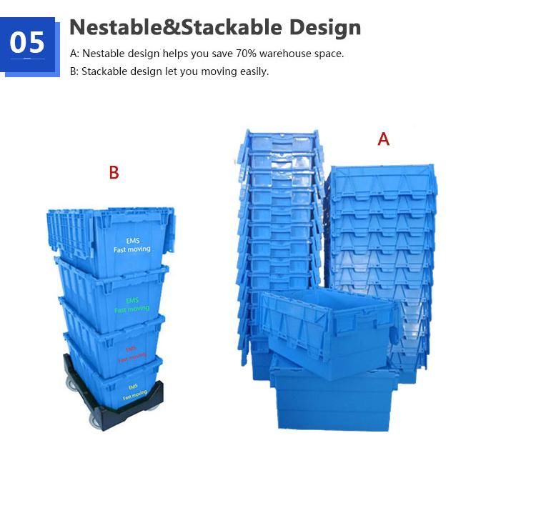 70L Plastic Packing Container Plastic Totes Stackable Plastic Moving Box