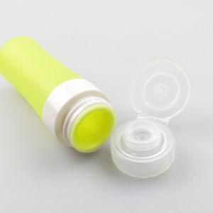 Factory Supplier Medium Cylinder-Shaped FDA/LFGB Food Grade Silicone Cosmetic Travel Bottles, Yellow