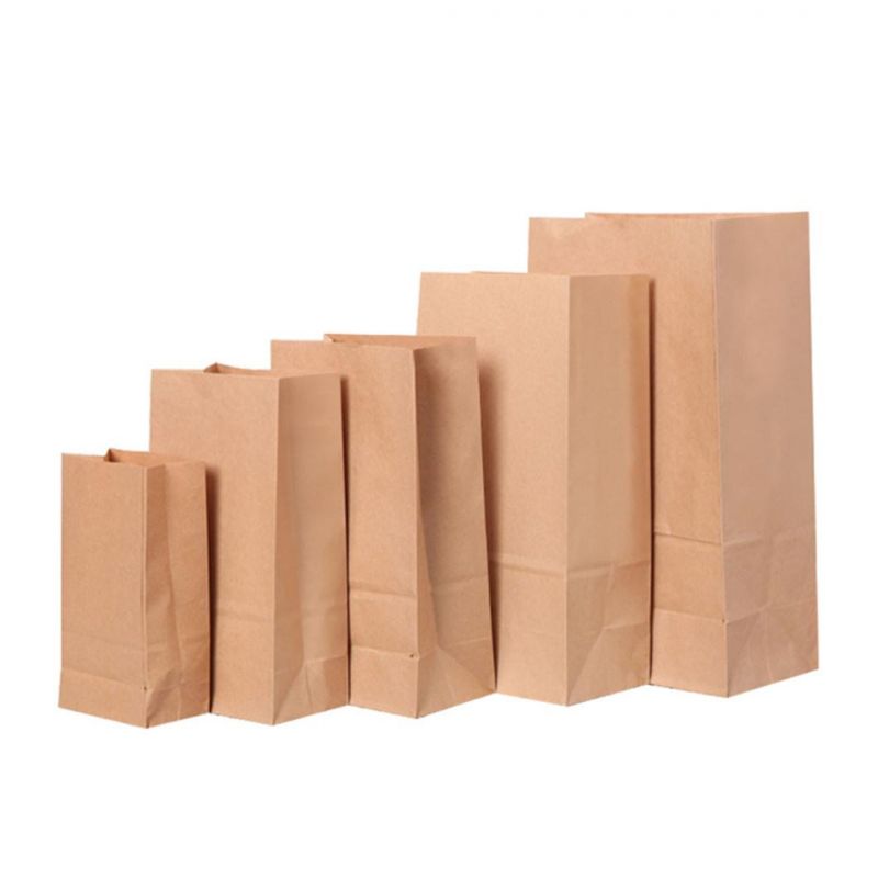 Square Bottom Paper Bag Food Grade Kraft Paper Bags-Food Delivery Paper Bags Paper Bag for Shopping Packaging Bag