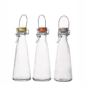 Reusable Large Capacity Empty Clear Round Environmental Glass Water Bottle 350ml