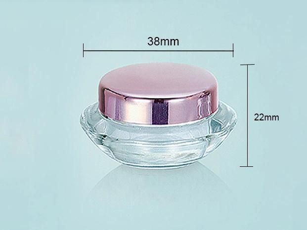 5g 10g Mini Transparent Plastic Cream Jar with Metalic Rose Gold Lid