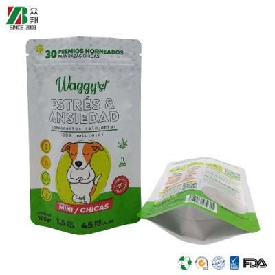 ZB Packaging Flat Bottom Bag China Box Pouch Factory Custom Design Pet Dog Treat Food Plastic Packaging Bag with Resealable Zipper